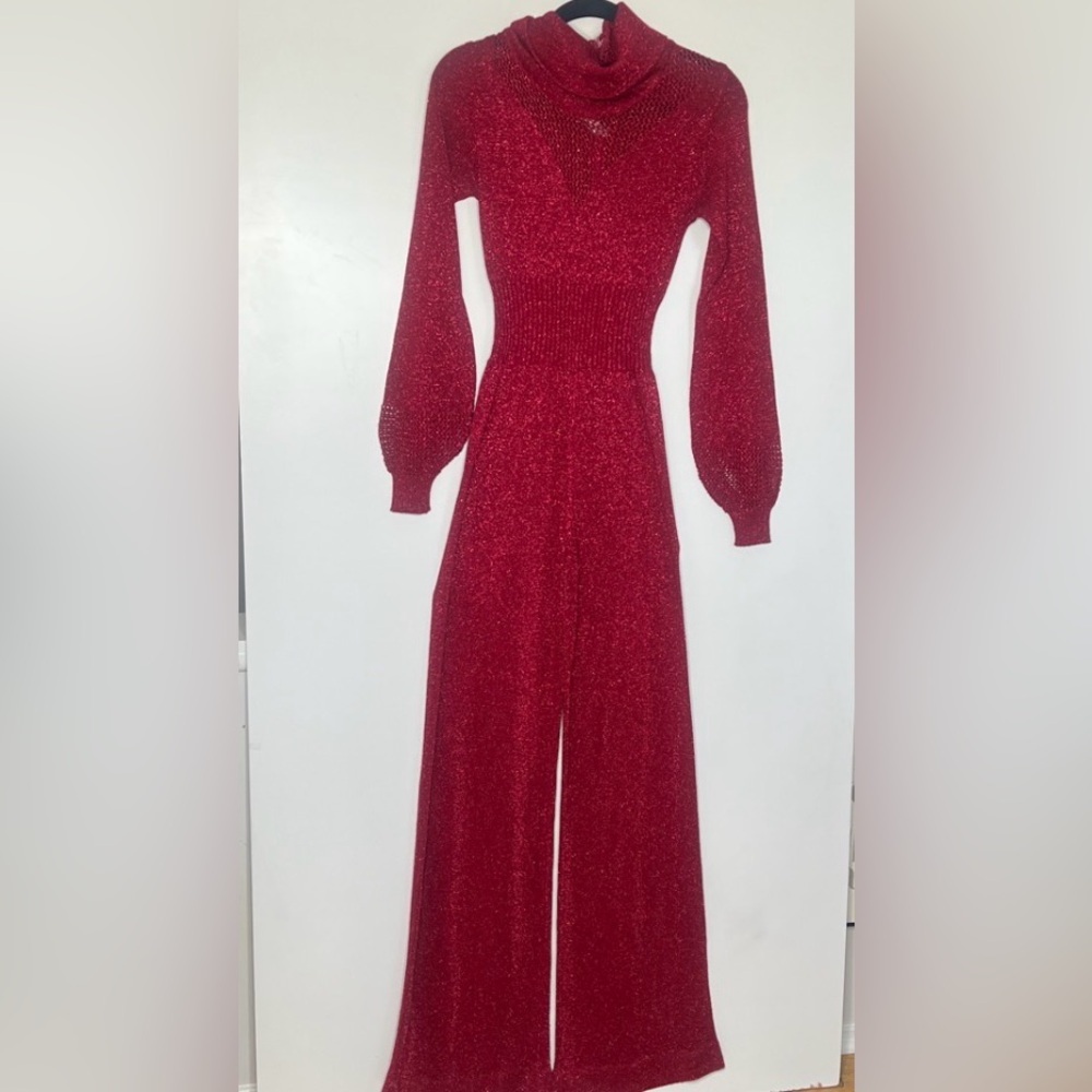 WenJilli Vintage Sz 5/6 Knit Lurex Metallic Back Zip Jumpsuit
